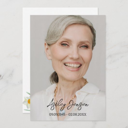 Sympathy Daffodil Photo Funeral Thank You Card Dankeskarte (Vorne/Hinten)