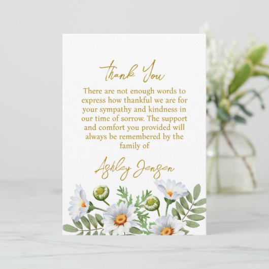 Sympathy Daisy Thank You Card Dankeskarte (Stehend Vorderseite)
