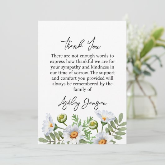 Sympathy Daisy Thank You Card Dankeskarte (Stehend Vorderseite)