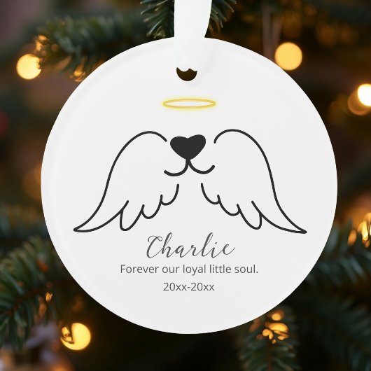 Sympathy Dog Angel Wings Pet Loss Custom Photo  Ornament