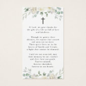 Sympathy Elegant Floral Cross Photo Prayer Card (Rückseite)