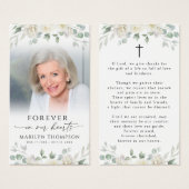 Sympathy Elegant Floral Photo Cross Prayer Card (Vorne & Hinten)