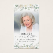 Sympathy Elegant Floral Photo Cross Prayer Card (Vorderseite)
