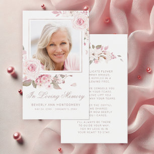 Sympathy Elegant Pink Rose Floral Foto Poem Card