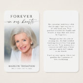 Sympathy Forever In Our Hearts Photo Prayer Card (Vorne & Hinten)
