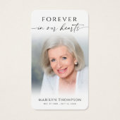 Sympathy Forever In Our Hearts Photo Prayer Card (Vorderseite)