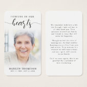 Sympathy Forever In Our Hearts Photo Prayer Card (Vorne & Hinten)