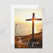 Sympathy Funeral Memorial Cross Sunrise Ocean Dankeskarte (Vorne/Hinten)