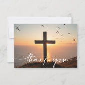 Sympathy Funeral Memorial Cross Sunrise Ocean Dankeskarte (Vorderseite)