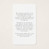 Sympathy In Loving Memory Photo Prayer Card (Rückseite)