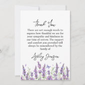 Sympathy Lavender Funeral Thank You Card Dankeskarte (Vorderseite)