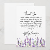 Sympathy Lavender Funeral Thank You Card Dankeskarte (Vorne/Hinten)