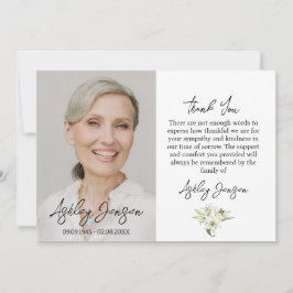 Sympathy Lily Photo Funeral Thank You Card Dankeskarte