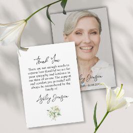 Sympathy Lily Photo Funeral Thank You Card Dankeskarte