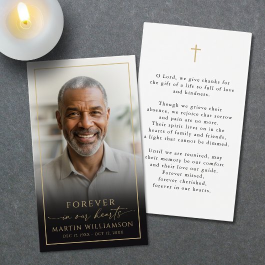 Sympathy Memorial Cross Photo Prayer Card