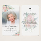 Sympathy Modern Floral Photo Prayer Card (Vorne & Hinten)