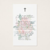 Sympathy Modern Pink Floral Cross Prayer Card (Rückseite)