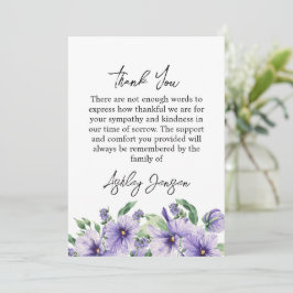 Sympathy Pansy Funeral Thank You Card Dankeskarte