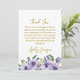 Sympathy Pansy Funeral Thank You Card Dankeskarte