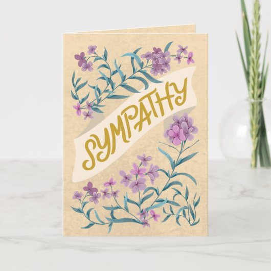 Sympathy Peach Soft Pastel Floral Banner Card Karte (Vorderseite)