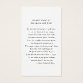 Sympathy Photo Funeral Poem Prayer Card (Rückseite)