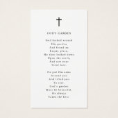 Sympathy Photo God's Garden Prayer Card (Rückseite)