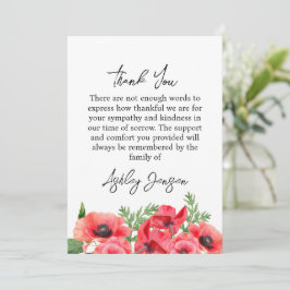 Sympathy Poppy Funeral Thank You Card Dankeskarte