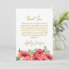 Sympathy Poppy Funeral Thank You Card Dankeskarte