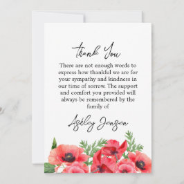 Sympathy Poppy Photo Funeral Thank You Card Dankeskarte