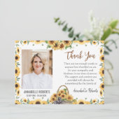 Sympathy Purple Sunflowers Photo Funeral Dankeskarte (Stehend Vorderseite)