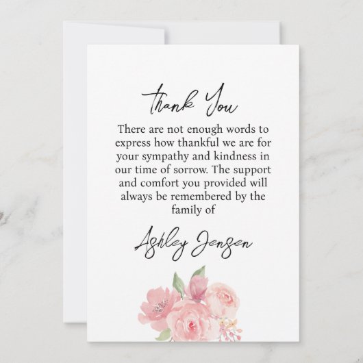 Sympathy Rose Photo Funeral Thank You Card Dankeskarte (Rückseite)