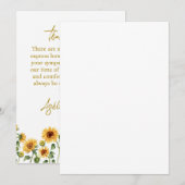 Sympathy Sunflower Funeral Thank You Card Dankeskarte (Vorne/Hinten)