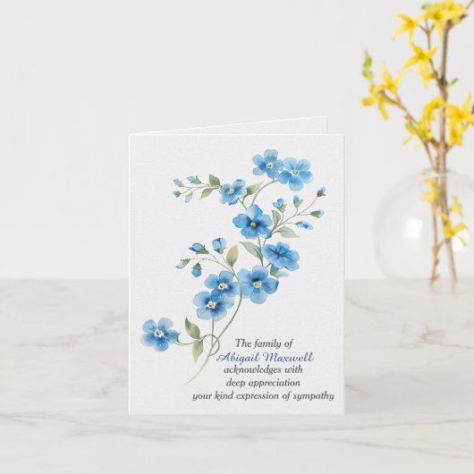 Sympathy Thank You Blue Flowers Karte (Gelbe Blume)