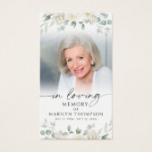 Sympathy White Floral Cross Photo Prayer Card (Vorderseite)