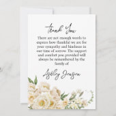 Sympathy White Rose Funeral Thank You Card Dankeskarte (Rückseite)
