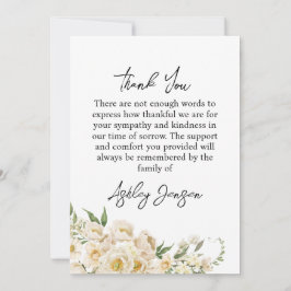 Sympathy White Rose Photo Funeral Thank You Card Dankeskarte