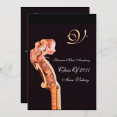 SYMPHONIA CLASSIC MUSIC ABSCHLUSS MONOGRAM braun Einladung (Vorne/Hinten)