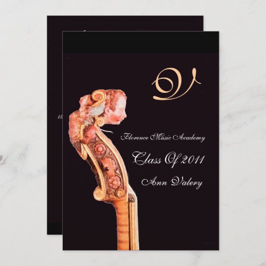 SYMPHONIA CLASSIC MUSIC ABSCHLUSS MONOGRAM braun Einladung (Vorne/Hinten)