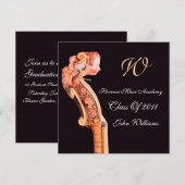 SYMPHONIA CLASSIC MUSIC ABSCHLUSS MONOGRAM braun Einladung (Vorne/Hinten)