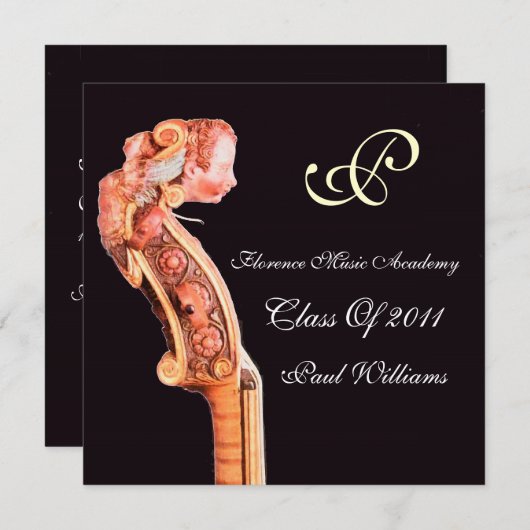 SYMPHONIA CLASSIC MUSIC ABSCHLUSS MONOGRAM EINLADUNG (Vorne/Hinten)