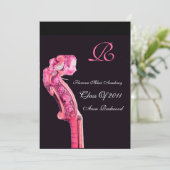 SYMPHONIA CLASSIC MUSIC ABSCHLUSS MONOGRAM rosa Einladung (Stehend Vorderseite)