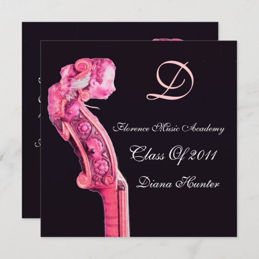 SYMPHONIA CLASSIC MUSIC ABSCHLUSS MONOGRAMM Metall Einladung (Vorne/Hinten)