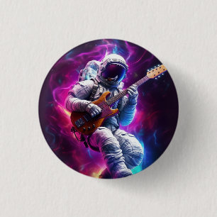 Symphonie der Leere   Neon Cyberpunk Astronaut Button