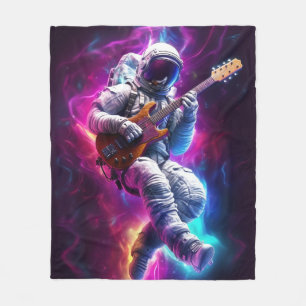 Symphonie der Leere Neon Cyberpunk Astronaut Fleecedecke