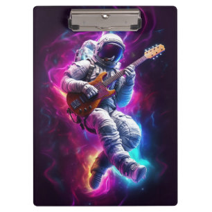 Symphonie der Leere   Neon Cyberpunk Astronaut Klemmbrett