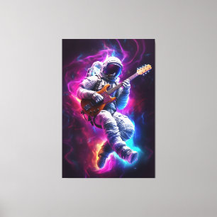 Symphonie der Leere   Neon Cyberpunk Astronaut Leinwanddruck