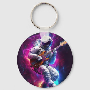 Symphonie der Leere   Neon Cyberpunk Astronaut Schlüsselanhänger