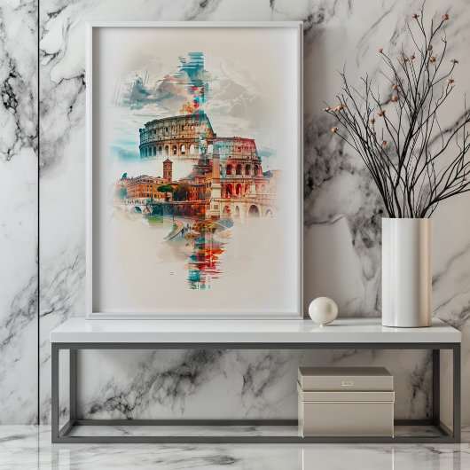 Symphonie in Rom: Kolosseum und Trevi-Brunnen Poster