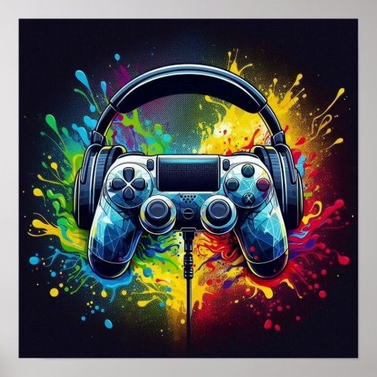Symphony of Pixels & Sound: Vibrant Gaming Art Poster (Vorne)