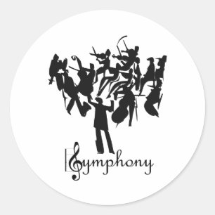 SYMPHONY-Orchester in einem stilisierten Design Runder Aufkleber